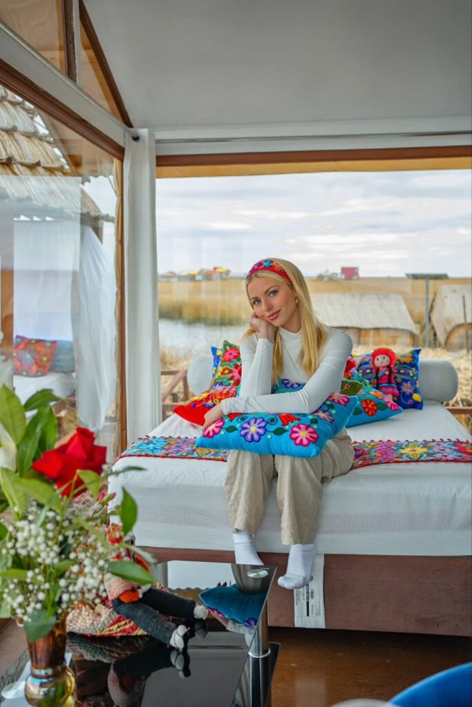 Sky in a color floating lodge on Lake Titicaca