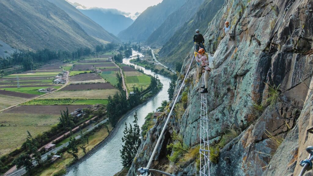 views of the sacred valley from the cliffside hotel in peru