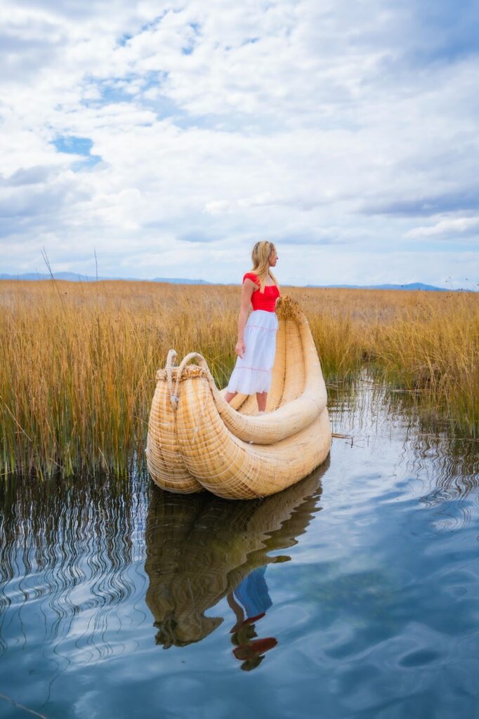 Sky on a reed boat on Lake Titicaca