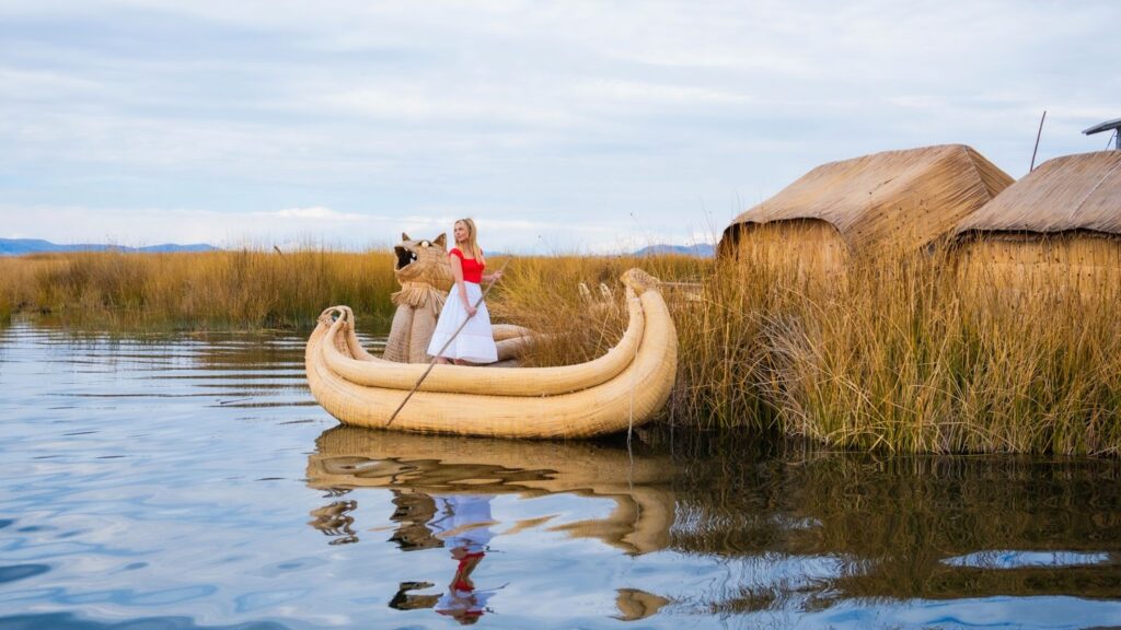 Riding a handmade Totora boat