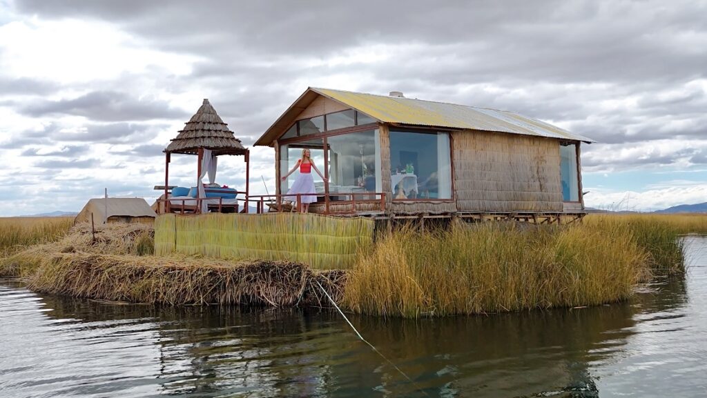 stay at a floating lodge on Lake Titicaca