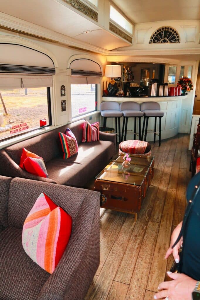 Bar on the luxury sleeper train in Peru