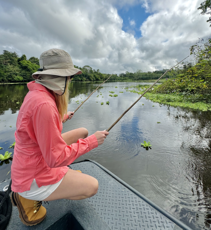 safari amazon river cruise fishing on boat