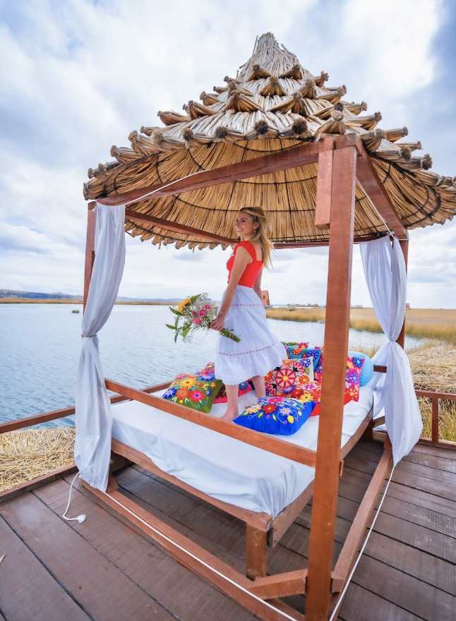 Sky in a color floating lodge on Lake Titicaca